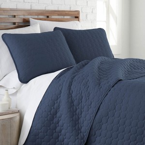 FIONECA Luxury Round Quilted Silky Soft Reversible Microfiber Quilt Set White - 1 of 4