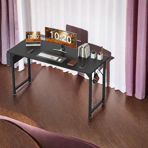 Infurnic Desks Computer Desk with Storage Bag and Headphone Hook, Small Home Office Writing Study Desk, Black, 47 Inches - 1 of 4