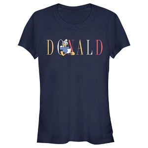 Juniors Womens Mickey & Friends Donald Duck Colorful Text T-Shirt - 1 of 4