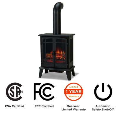 Foster Black Metal Free-Standing Electric Fireplace with Mantel