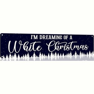 Lomsoe I'm Dreaming Of a White Christmas Tin Sign Funny Christmas Metal Signs Vintage Santa Print Art Poster Wall Decor 4x16 Inch - 1 of 1