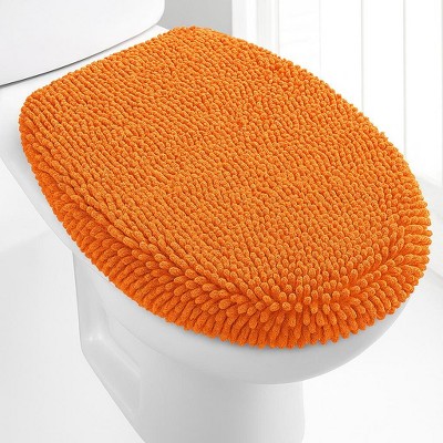 Home Mart Goods Orange Soft Cozy Plush Chenille Toilet Seat Cover - 18"x21"