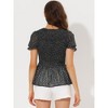 Allegra K Women's Peter Pan Collar Smocked Peplum Polka Dots Tops - 4 of 4