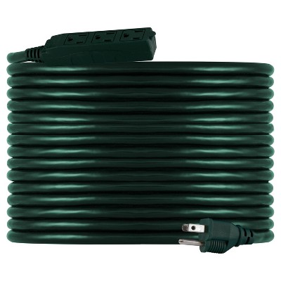 Philips 50' 3-Outlet Grounded Extension Cord Outdoor Green