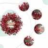 24 inch artificial wreath with berry and eucalyptus leaves red front door decor indoor outdoor pine branch ball ornaments - 2 of 4