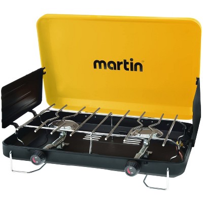 Martin MCS200 Durable Outdoor Portable Propane Gas Dual Burner Camping Cookware Grill Stove, Yellow