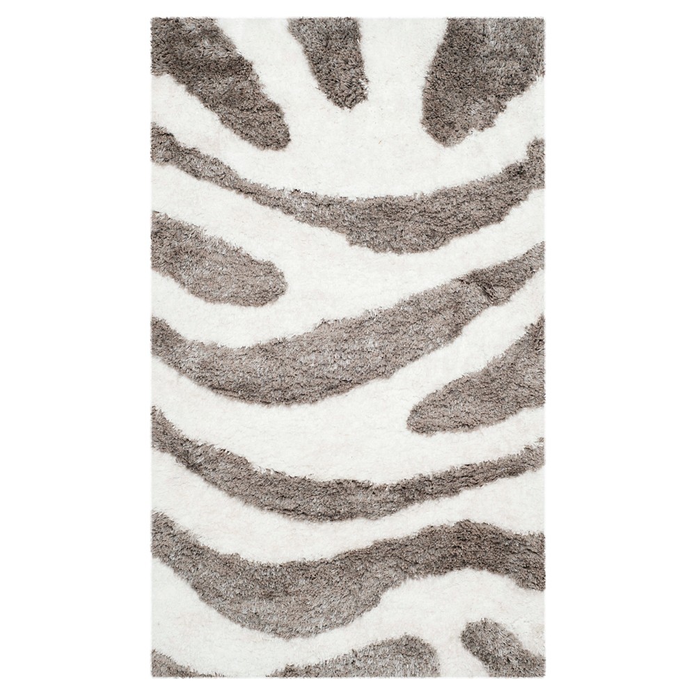 Barcelona Shag Rug - White/Silver - (3'x5') - Safavieh