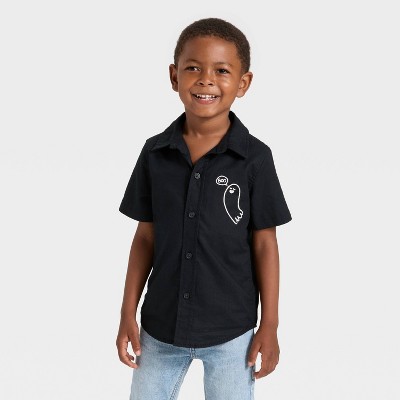 Toddler Boys' Short Sleeve Halloween Button-Down Shirt - Cat & Jack™ Black