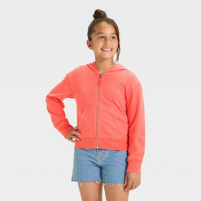 Girls' Relaxed Fit French Terry Zip-Up Hooded Sweatshirt - Cat & Jack™
