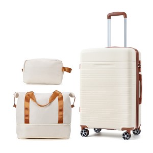 3 Piece Luggage Set, Hardshell Suitcase Set with TSA Lock, Spinner Wheels, and Telescopic Handle, 20 Inch Durable Carry On Luggage Hardside Luggage - 1 of 4