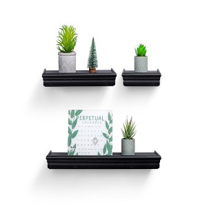 ChicFurnit Wall Shelf Set Floating Wood Shelves Invisible Brackets Hanging Shelf for Books Storage for Indoor Living Room, Brown, 17.91"*3.94"*1.57" - 1 of 4