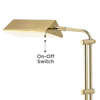 Contemporary Adjustable Pharmacy Floor Lamp in Brass Finish