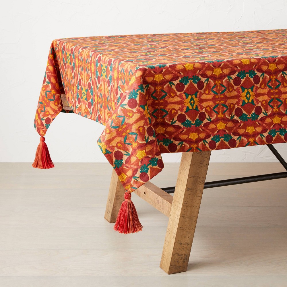 84" x 60" Cotton Calling In The Abundance Tablecloth with Tassels - Opalhouse designed with Jungalow