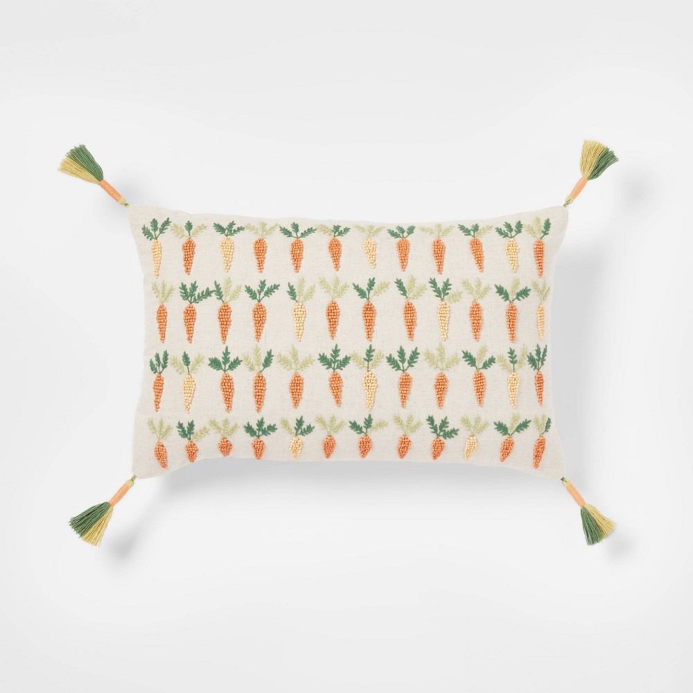 Carrots Lumbar Throw Pillow Cream/Orange - Threshold