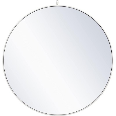 Elegant Lighting Metal frame round mirror with decorative hook 42 inch in White