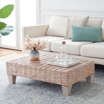 Leary 40'' Transitional Natural Wicker and Mango Wood Bench