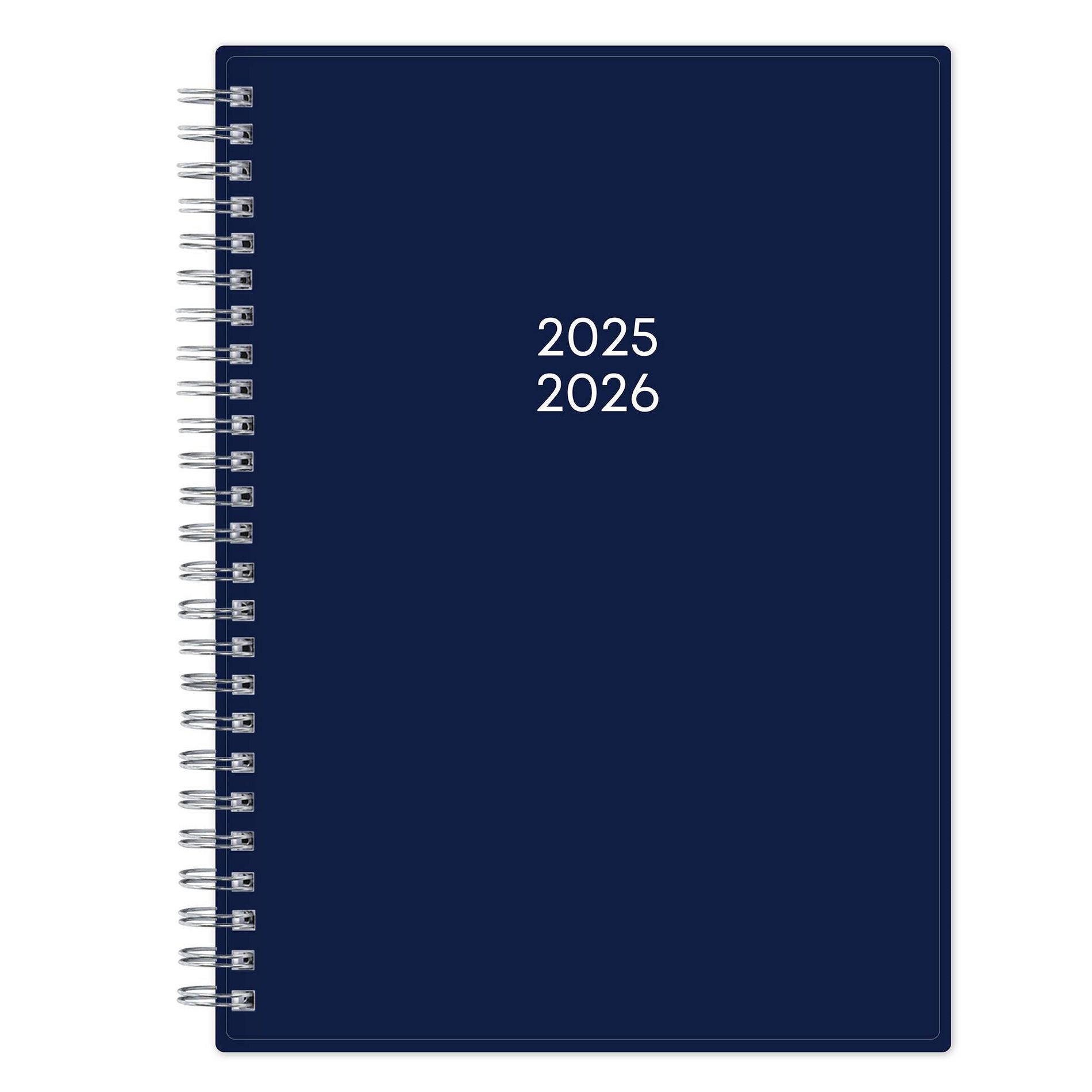 Blue Sky 5.875"x8.625" 2025-2026 Weekly/Monthly Wirebound Planner Notes Solid Navy Blue