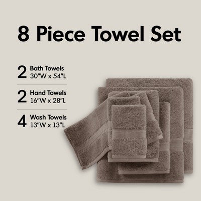 100% Cotton Solid Color Heavyweight Bath Towel Set, Anti-Microbial Certified Highly Absorbent Plushy Bath Towel