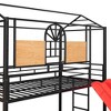 MAYEERTY Twin Over Twin Metal Bunk Bed, House Bed Slide Storage Stair, Kids Bedroom, Black with Red Slide - 4 of 4