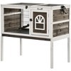 PawHut Elevated Rabbit Hutch, Indoor Wood Guinea Pig Cage with Run, Ladder, Lockable Doors, Coffee - 4 of 4