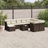 vidaXL 11 Piece Patio Sofa Set with Cushions - Brown and Cream - 2 of 4