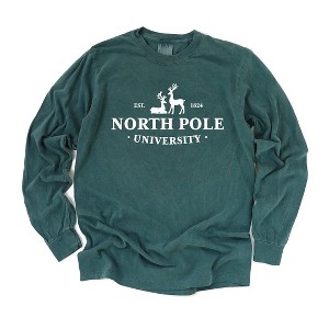 Simply Sage Market Women's North Pole University  Long Sleeve Garment Dyed Tee - 1 of 4