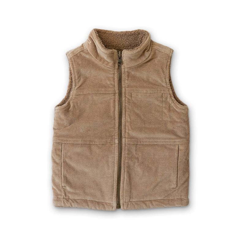 Goumi Mom Corduroy + Faux Shearling Reversible Vest, 1 of 8