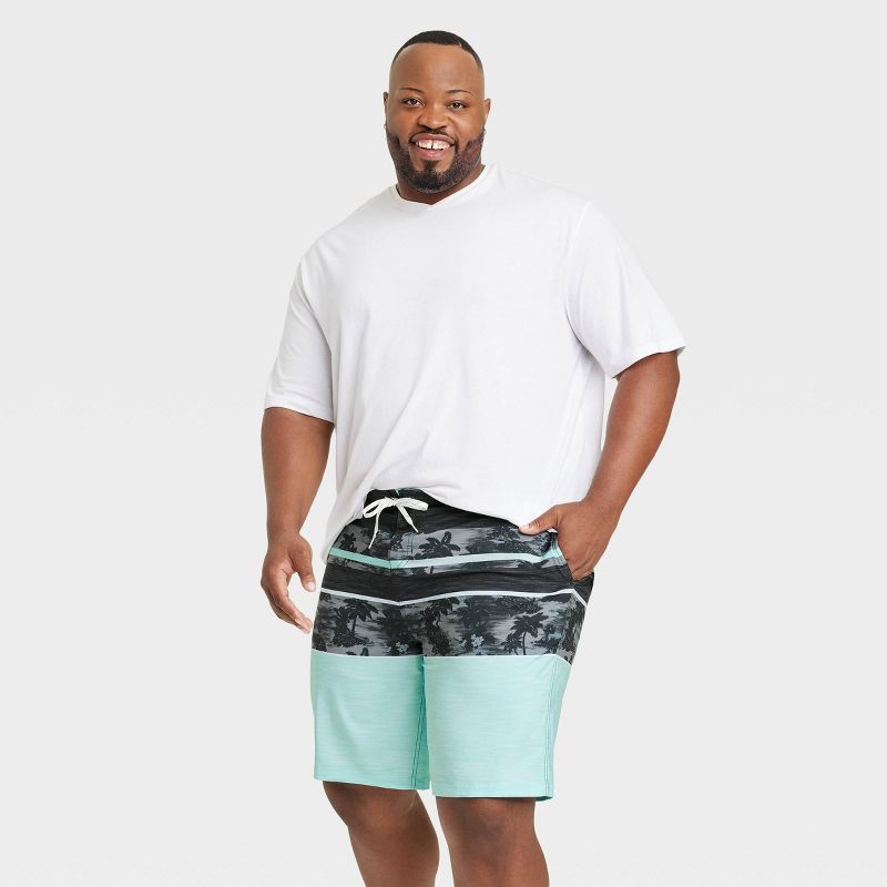 Men's 10" Tropical Print Swim Shorts - Goodfellow & Co™ Aqua Green, 3 of 4