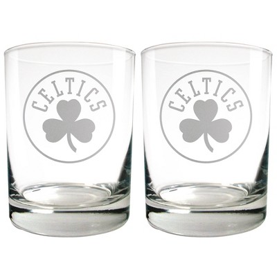 NBA Boston Celtics Laser Etched Rocks Glass Set - 2pc