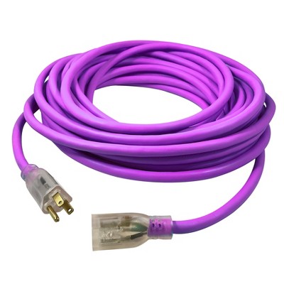 USW 12/3 Fluorescent Purple Extension Cords with Lighted Plug