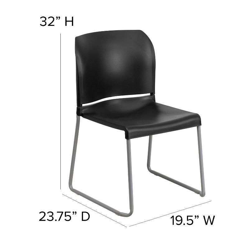 Flash Furniture HERCULES Series 880 lb. Capacity Black Full Back Contoured Stack Chair with Gray Powder Coated Sled Base, 5 of 12