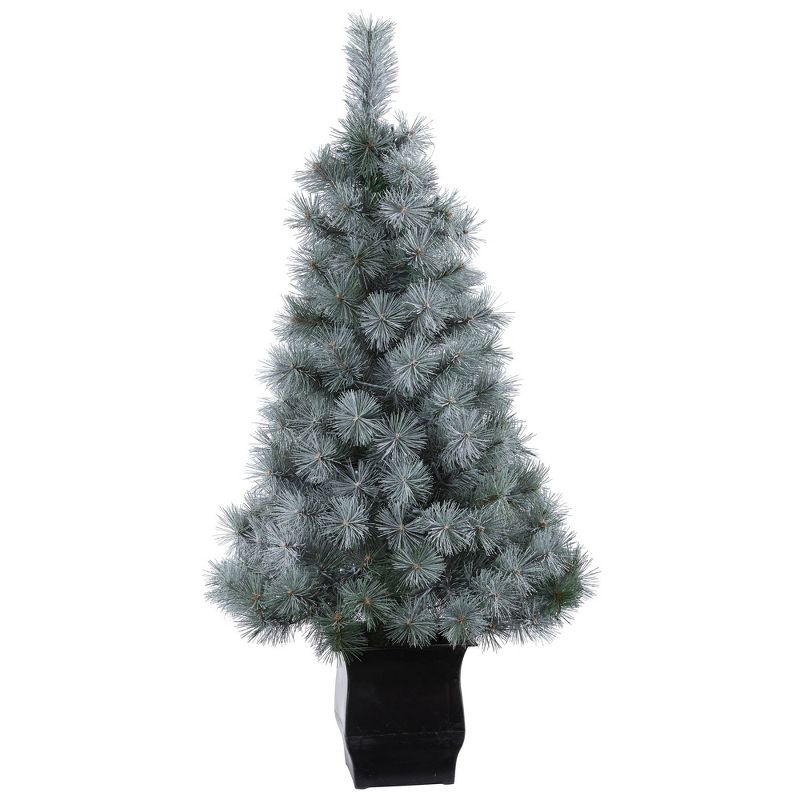 Nearly Natural 4&#39; Pre-lit Potted Snowy Mountain Pine Artificial Christmas Tree Clear LED Lights, 4 of 10