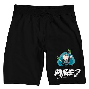 Hatsune Miku Chibi Character Men's Black Sleep Pajama Shorts - 1 of 4