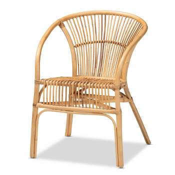 Murai Rattan Dining Chair Natural/Brown - bali & pari: Handcrafted, Indonesian Artisan, Bamboo, Armrests, No Assembly Required