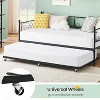 Twin Size Metal Day Bed with Floral Headboard Modern Metal Sofa Bed Frame Heavy Duty Steel Slats Supports - 4 of 4