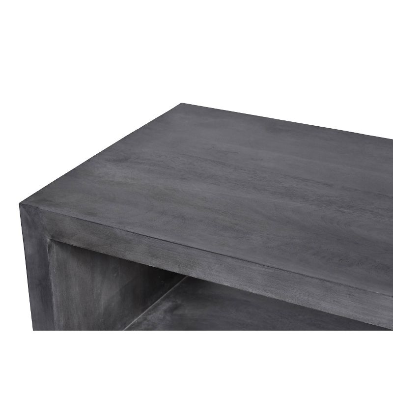 58&#34; Cube Shape Mango Wood Coffee Table with Open Bottom Shelf Gray - The Urban Port, 4 of 10