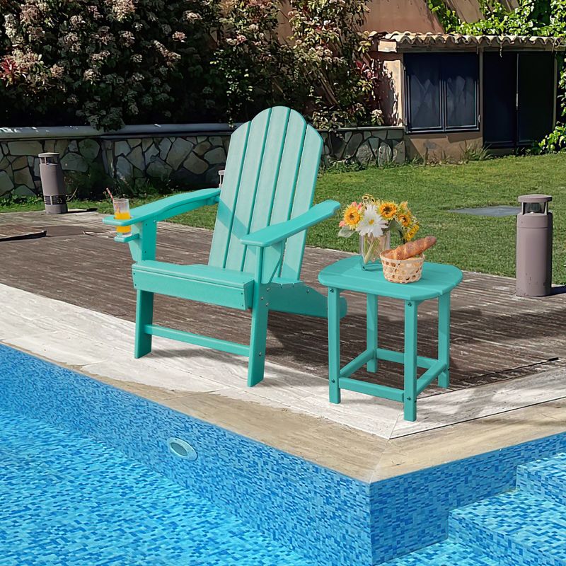 Costway Patio Adirondack Chair Weather Resistant Garden Deck W/Cup Holder White\Black\Grey\Turquoise, 2 of 9