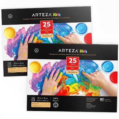 Arteza Finger Paint Paper Pad, 12"x16", 25 Sheets - 2 Pack (ARTZ-2893)