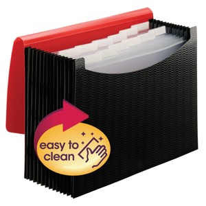 Smead Poly Expanding File, 12 Dividers, Flap and Cord Closure, Letter Size, Wave Pattern Red/Black (70866) - 1 of 4
