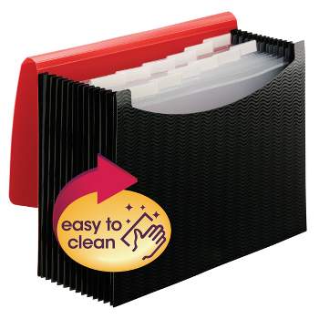 Smead Poly Expanding File, 12 Dividers, Flap and Cord Closure, Letter Size, Wave Pattern Red/Black (70866)