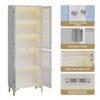 Bestier 65" LED Kitchen Pantry Cabinet with Adjustable Shelves Food Storage and Art Display with Acrylic Doors - 2 of 4