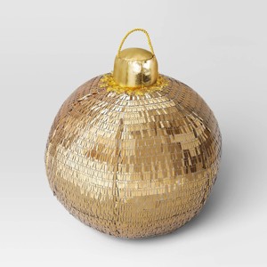 9"x11" 3D Christmas Disco Ball Shape Sequin Pillow Champagne Gold - Wondershop™ - 1 of 4