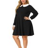 Agnes Orinda Women's Plus Size Long Sleeve Peter Pan Collar Elegant Formal Midi Flare A Line Dresses - 2 of 4