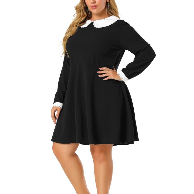 Agnes Orinda Women's Plus Size Relaxed Fit Peter Pan Collar Elegant Formal A Line Dresses, 2 of 7