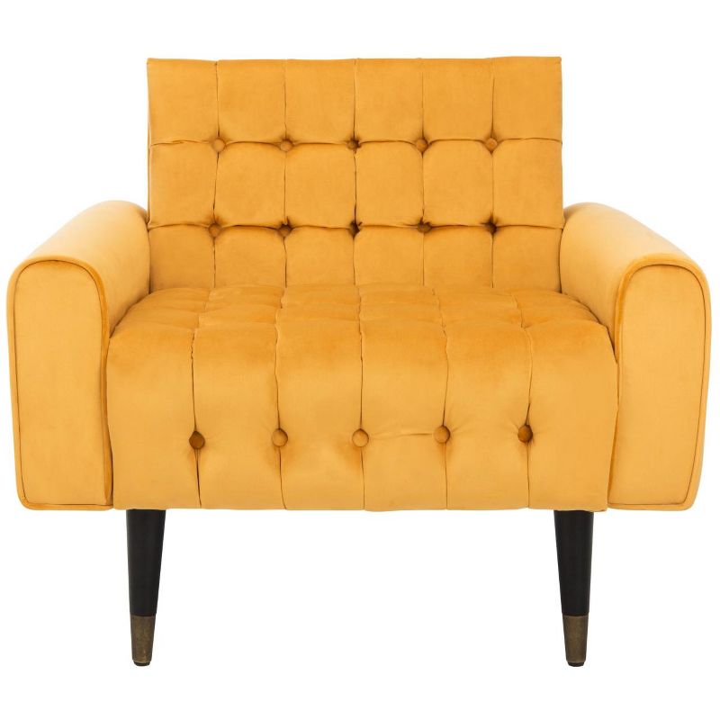 Marigold Velvet Tufted 33" Accent Chair with Black Wood Legs