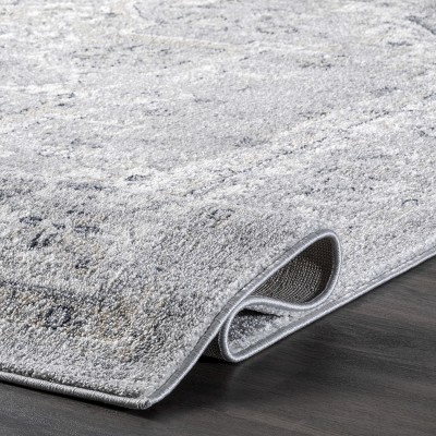 Gena Light Gray 9' x 12' Synthetic Medallion Area Rug