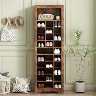 Acekool Tall Shoe Cabinet with 30 Compartments, Shoe Rack Organizer for Entryway, Closet, Bedroom, Hallway, 24.4L x 12.9W x 73.8H