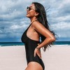 Women's Black Binding Halterneck One-Piece Swimsuit - Cupshe - 2 of 4