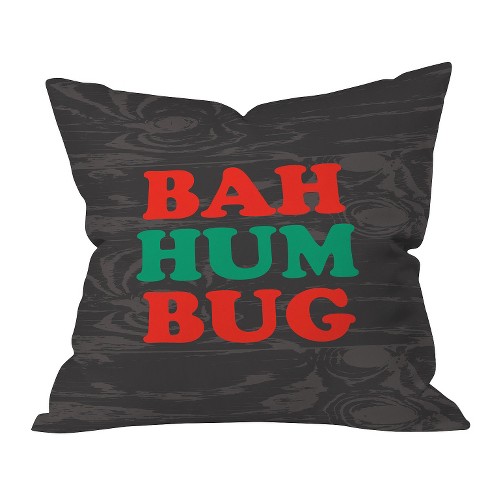 16 X16 Typography Zoe Wodarz Bah Humbug Throw Pillow Red Deny