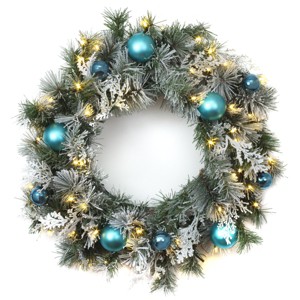 24" Prelit LED Tinkham Pine Wreath White Lights - National Tree Company - 1 of 4